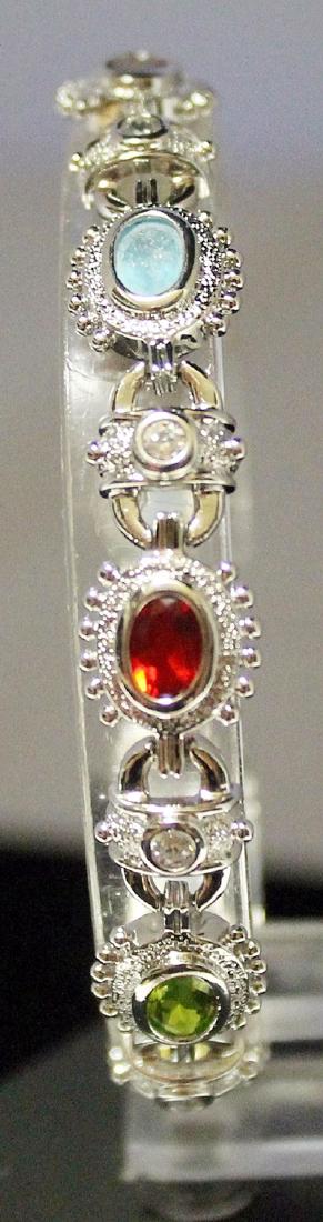 Beautiful Sterling Silver Lab Multi Gems Bracelet. (1 of 3)