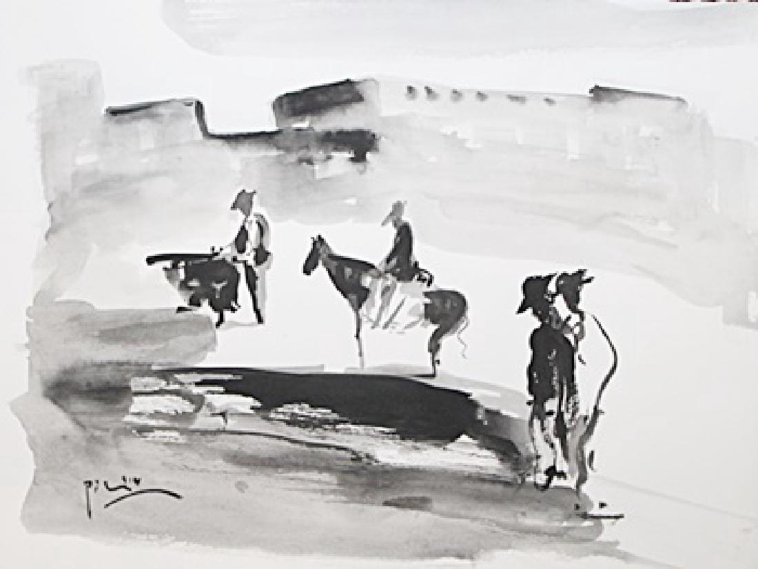 Pablo Picasso Watercolor: Watercolor on paper bearing style Pablo Picasso, private collection, unframed dimensions approximately 9x12.