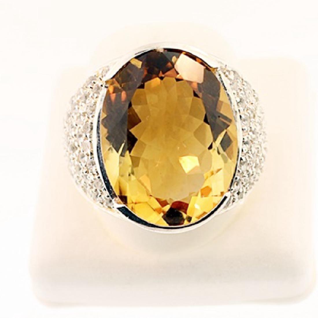SILVER RING WITH CITRINE AND WHITE TOPAZ (1 of 1)