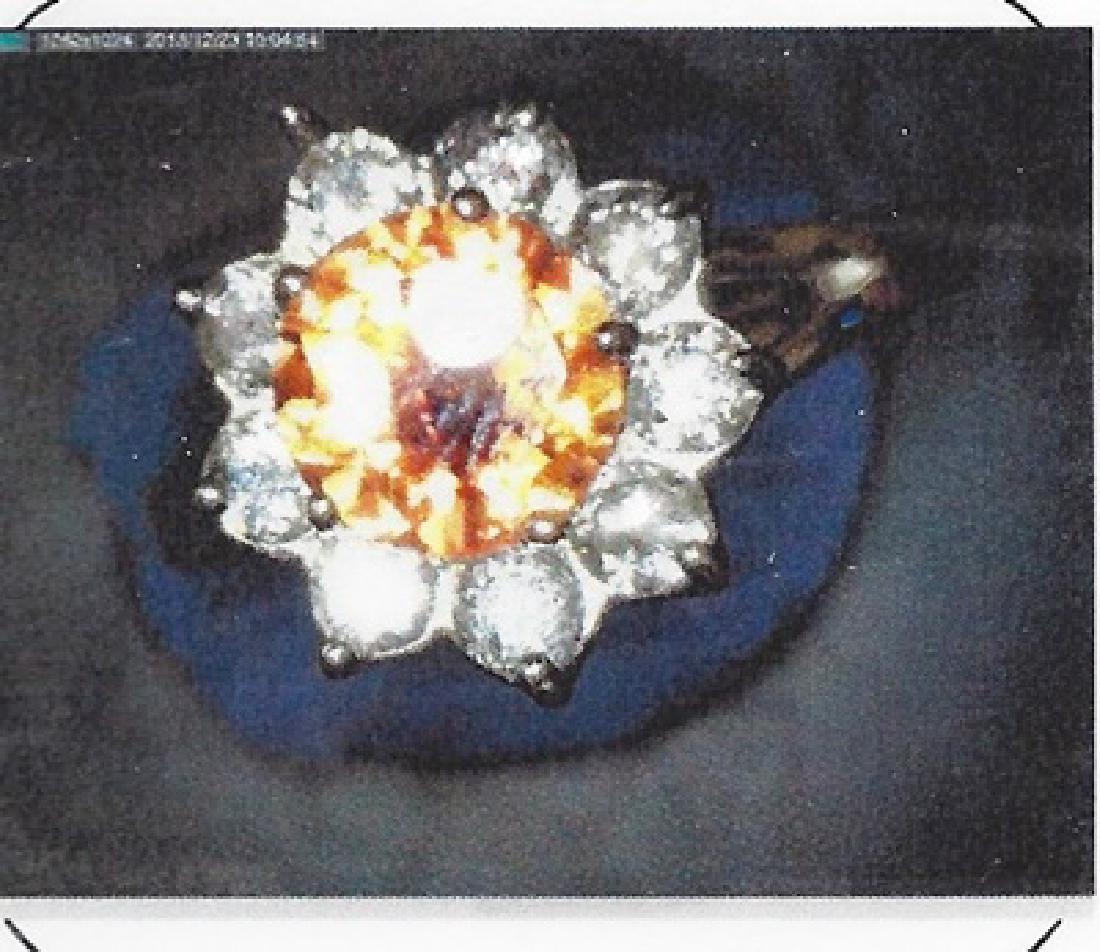 Ladys 10k white gold lab orange sapphire/daimond ring (1 of 1)