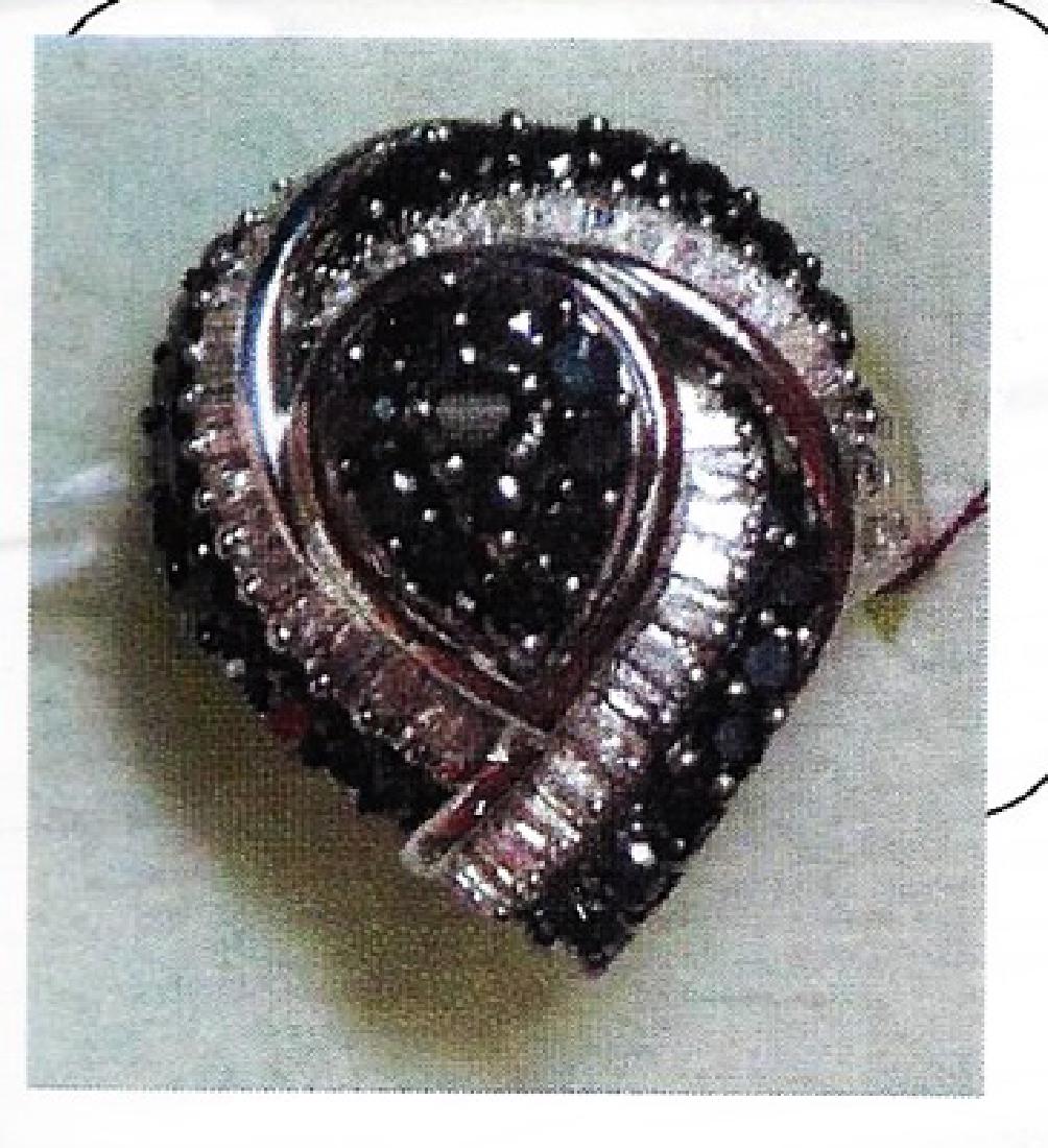 Ladys silver black diamond ring (1 of 1)