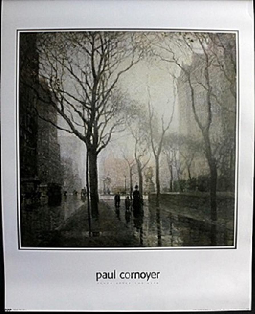 Fine Art Print "Plaza after the rain" by Paul Cornyer: Authentic Fine Art Print "Plaza after the rain" by Paul Cornyer, Size Approx. 28 x 22 In.
