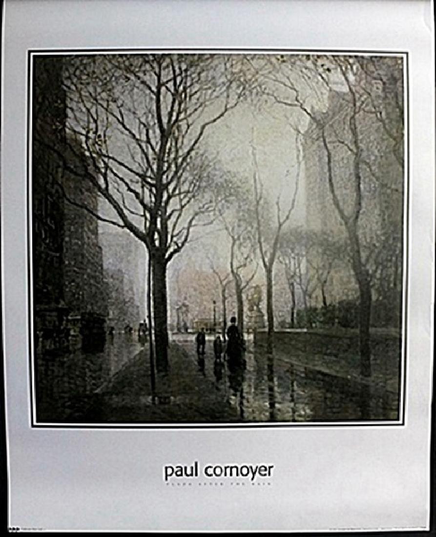 Fine Art Print "Plaza after the rain" by Paul Cornyer: Authentic Fine Art Print "Plaza after the rain" by Paul Cornyer, Size Approx. 28 x 22 In.