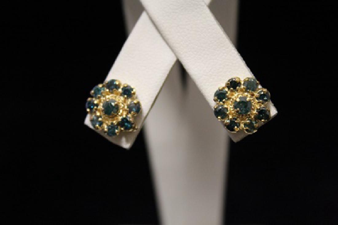 Lavish 14kt Gold Blue Diamond Earrings (24M) (1 of 3)