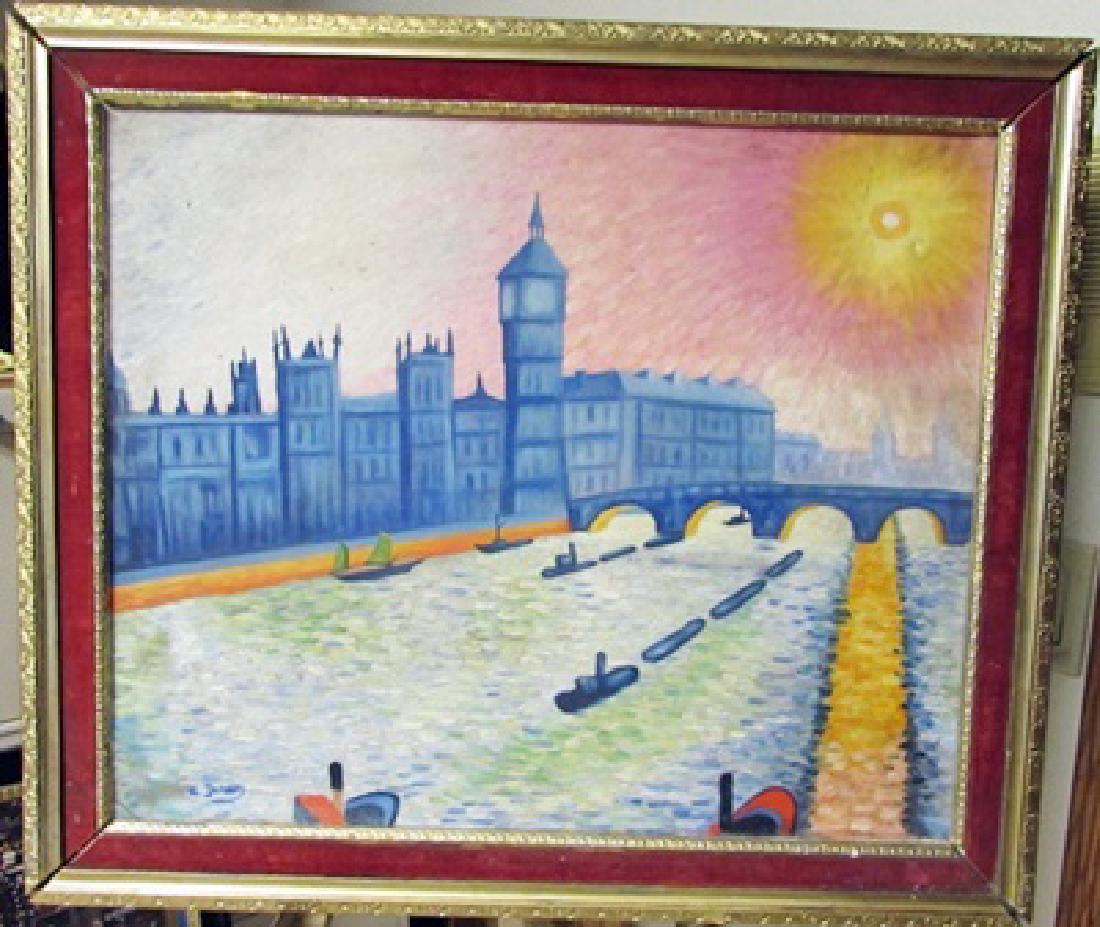 Andre Derain 1930 Oil on Canvas: Oil on canvas in the manner of Andre Derain, circa 1930, private collection, framed, unframed dimensions approximately 24x20.