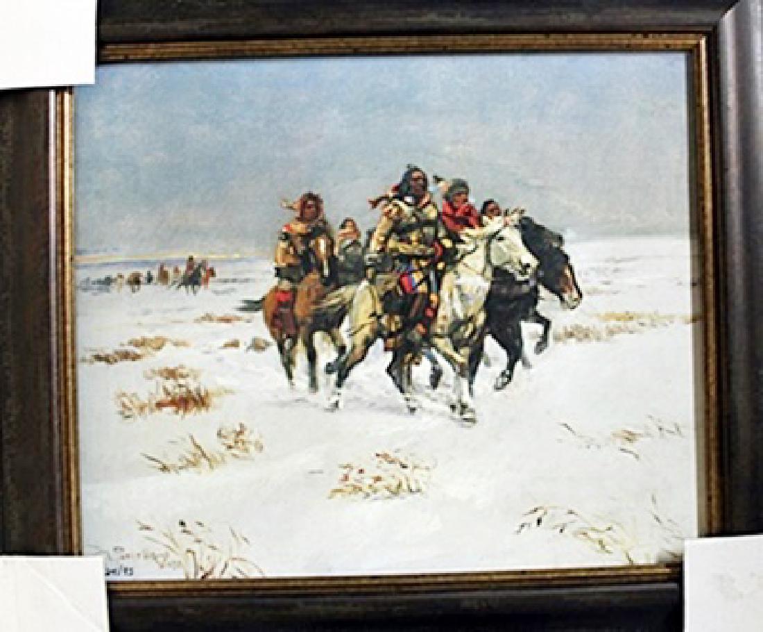 Framed Giclee On Canvas "The Snow Trail" Charles M. (1 of 1)