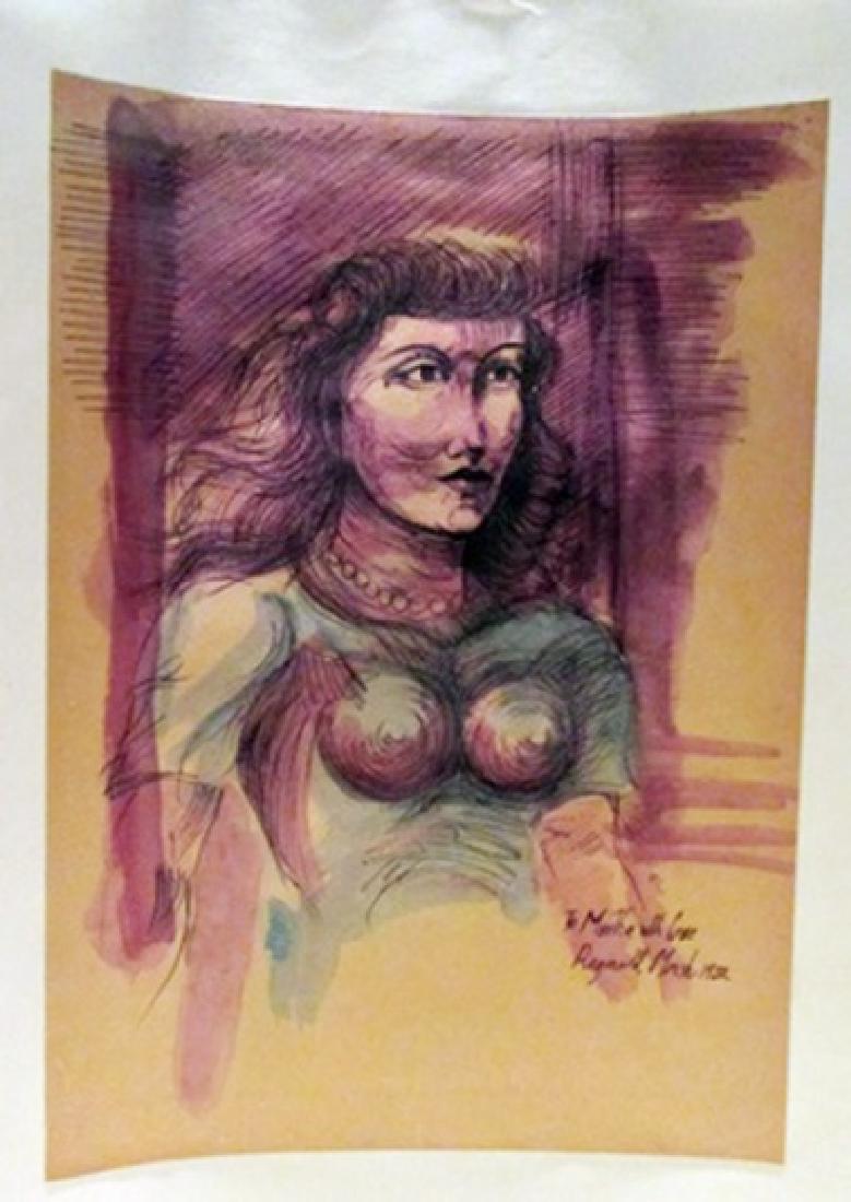Reginald Marsh - To Martha with Love Watercolor: Watercolor on paper in the manner of Reginald Marsh "To Martha with Love" bearing the signature, private collection, unframed dimensions approx 8x12.