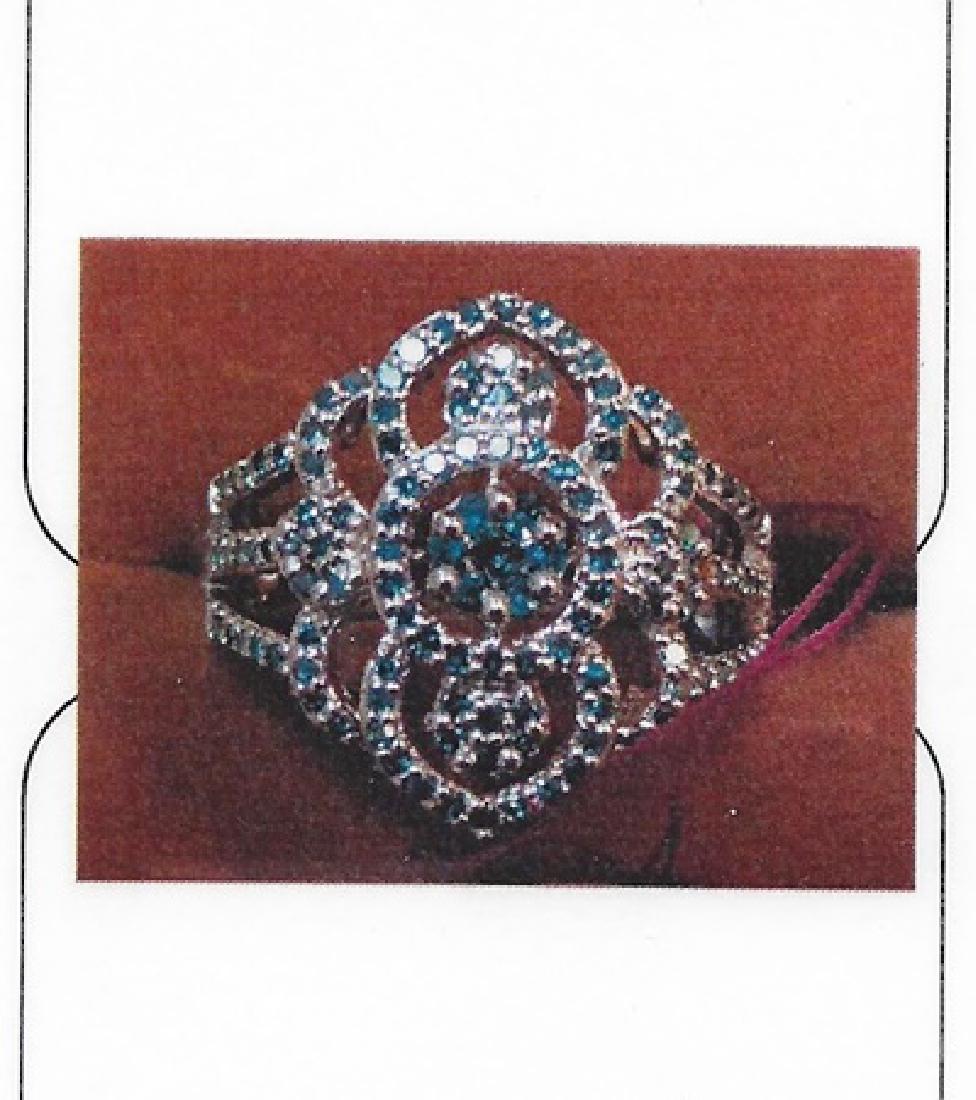 Ladys silver diamond design ring (1 of 1)