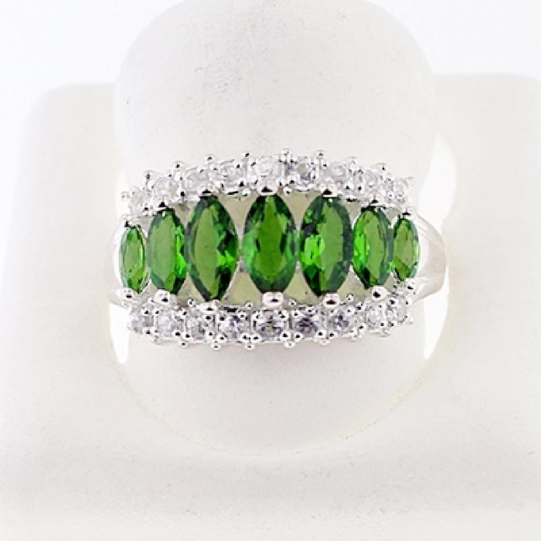 SILVER RING WITH CHROME DIOPSIDE AND WHITE TOPAZ (1 of 1)