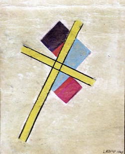 The Cross - Laszlo Moholy Nagy - Pastel On Paper: Pastel on paper, attributed to Laszlo Moholy Nagy, approx. 17x13 in. László Moholy-Nagy was a Hungarian painter and photographer as well as a professor in the Bauhaus school. He was highly