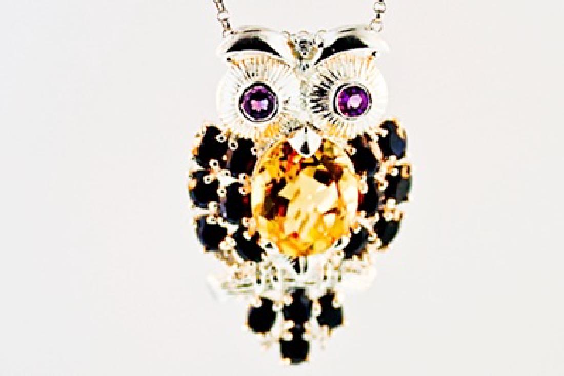 SILVER PENDANT AND PIN WITH CITRENE AND BLACK SAPPHIRE (1 of 1)