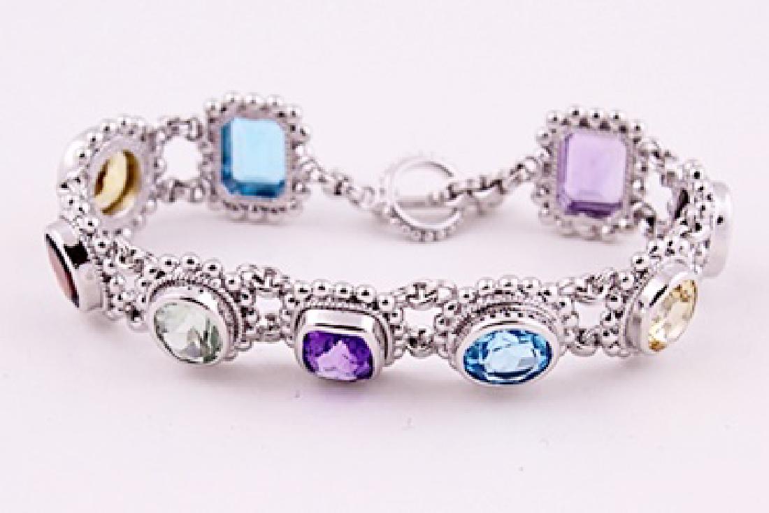 SILVER BRACELET WITH MULTI GEMS (1 of 1)