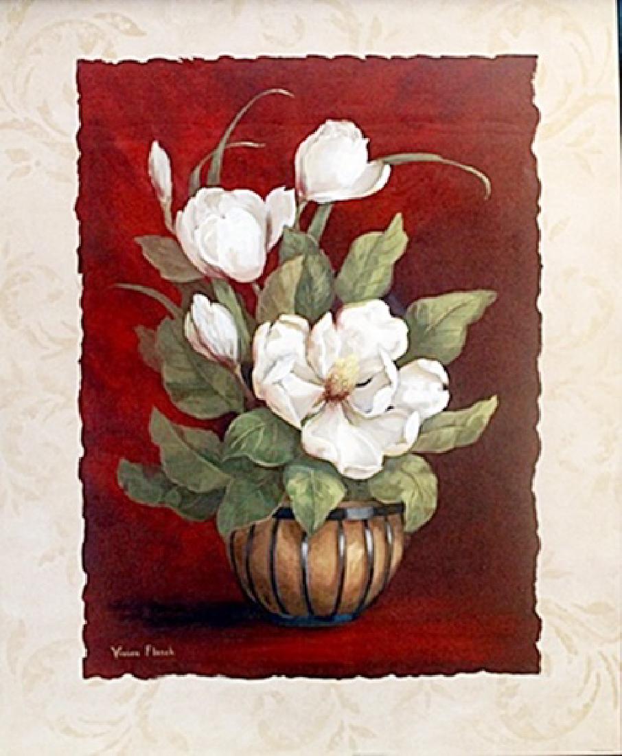 Fine Art Print "More Magnolias I" by Vivian Flasch: Authentic Fine Art Print "More Magnolias I" by Vivian Flasch, Plate Signed, Size Approx. 20 x 16 In.