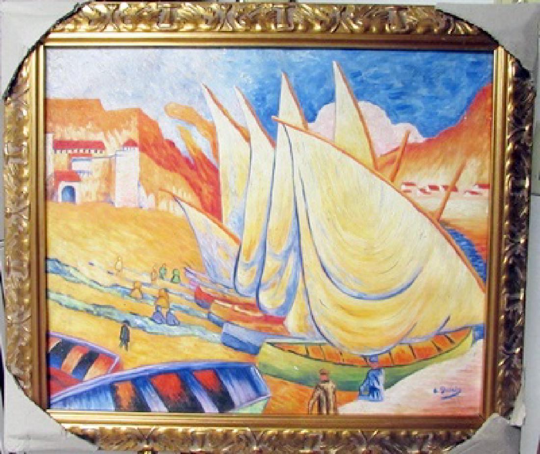 Andre Derain Oil on Canvas: Oil on canvas, bears the signature ,in the manner of A. Derain, beautifully museum framed, dimensions approx 60x50cm. AR-1.