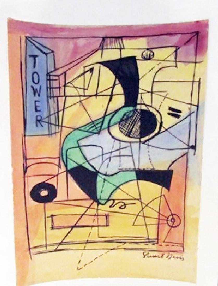 Stuart Davis - The Town Watercolor: Watercolor on paper in the manner of Stuart Davis - The Town, bearing the signature, private collection, unframed dimensions approx 8x11.