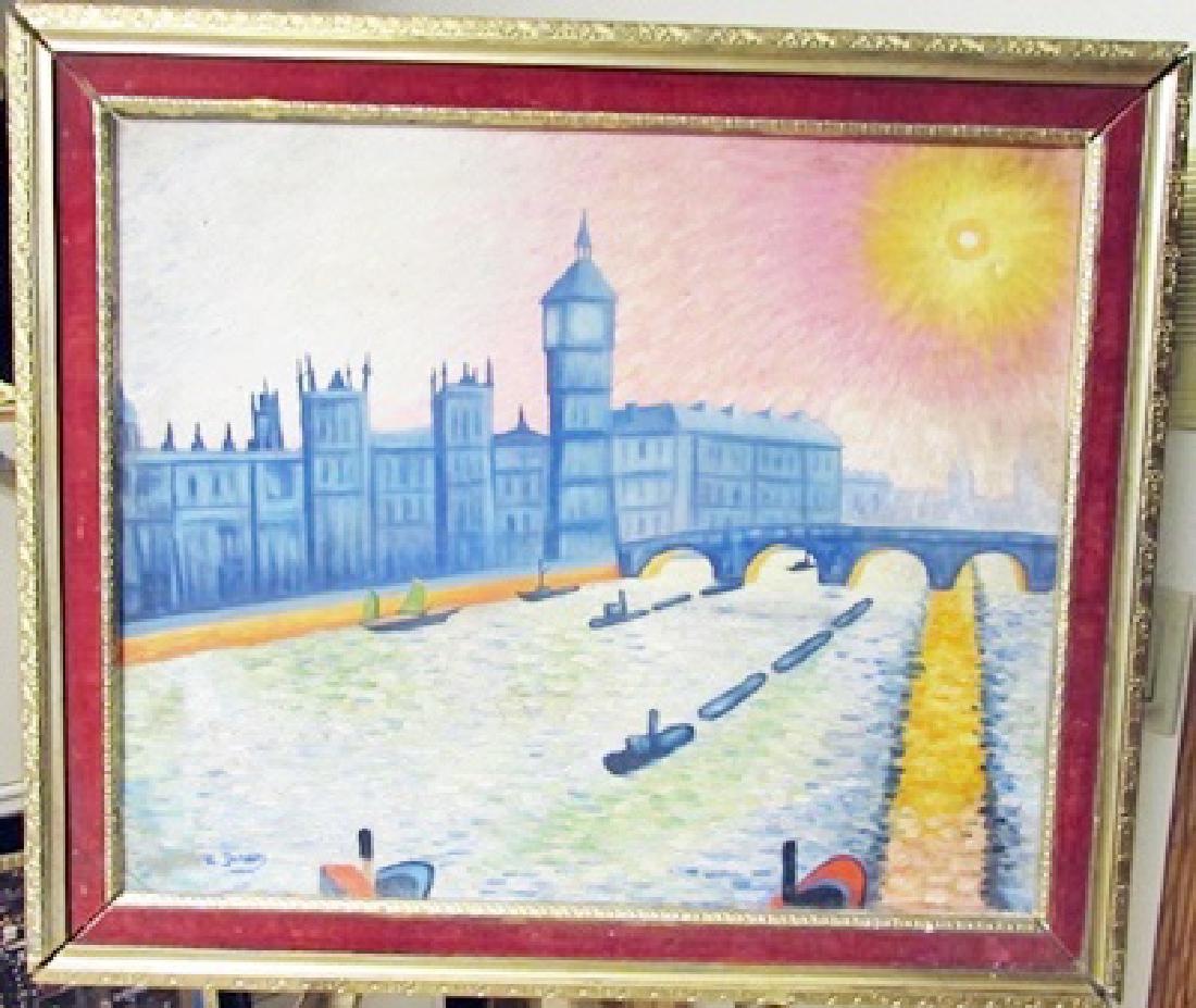 Andre Derain 1930 Oil on Canvas: Oil on canvas in the manner of Andre Derain, circa 1930, private collection, framed, unframed dimensions approximately 24x20.