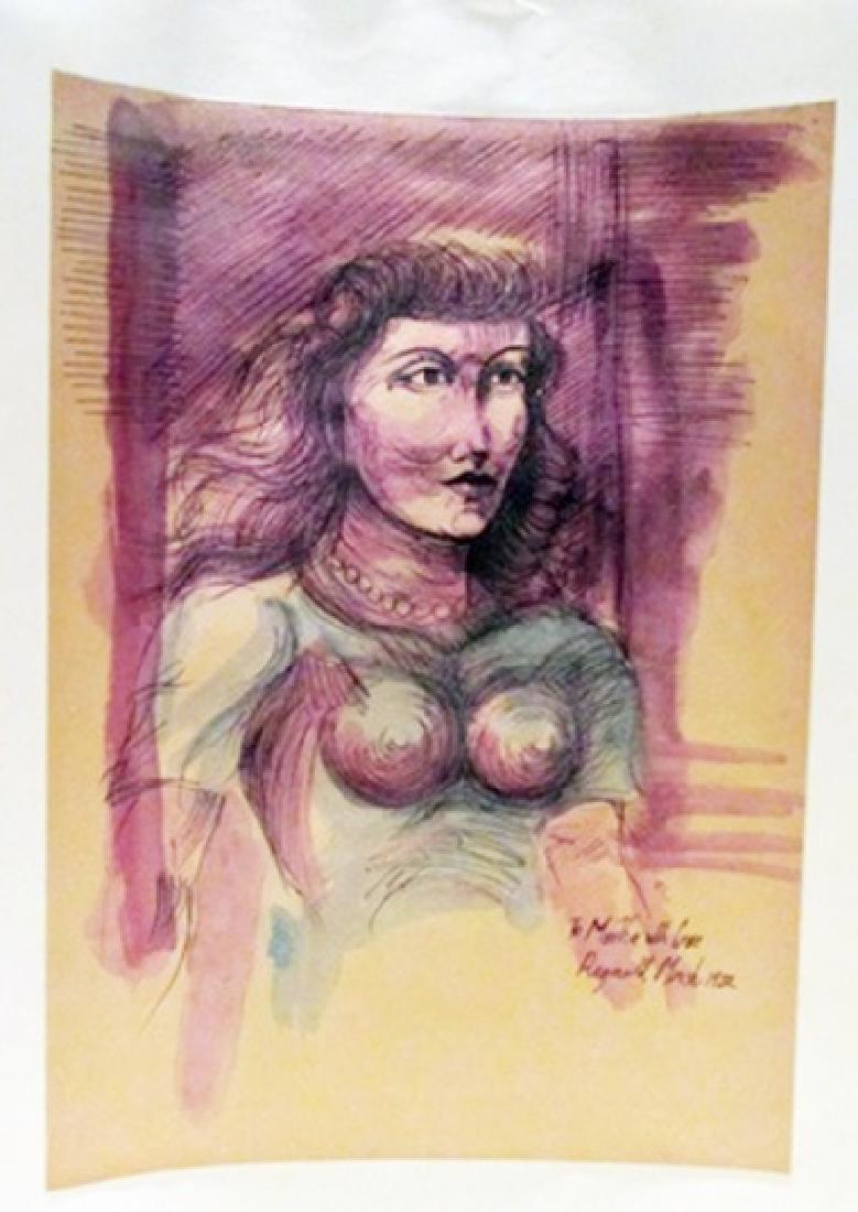 Reginald Marsh - To Martha with Love Watercolor: Watercolor on paper in the manner of Reginald Marsh "To Martha with Love" bearing the signature, private collection, unframed dimensions approx 8x12.