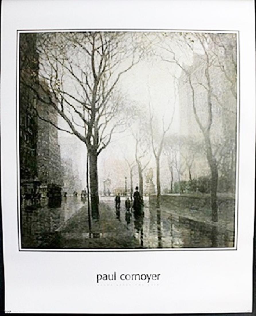 Fine Art Print "Plaza after the rain" by Paul Cornyer: Authentic Fine Art Print "Plaza after the rain" by Paul Cornyer, Size Approx. 28 x 22 In.