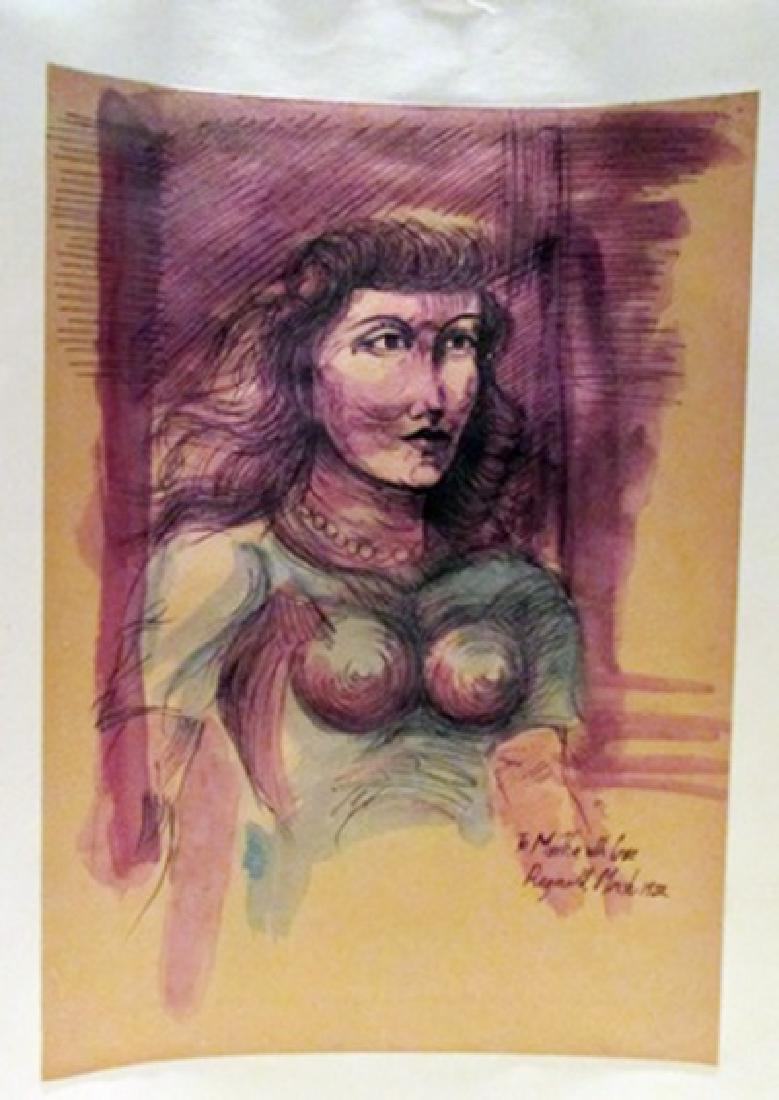 Reginald Marsh - To Martha with Love Watercolor: Watercolor on paper in the manner of Reginald Marsh "To Martha with Love" bearing the signature, private collection, unframed dimensions approx 8x12.