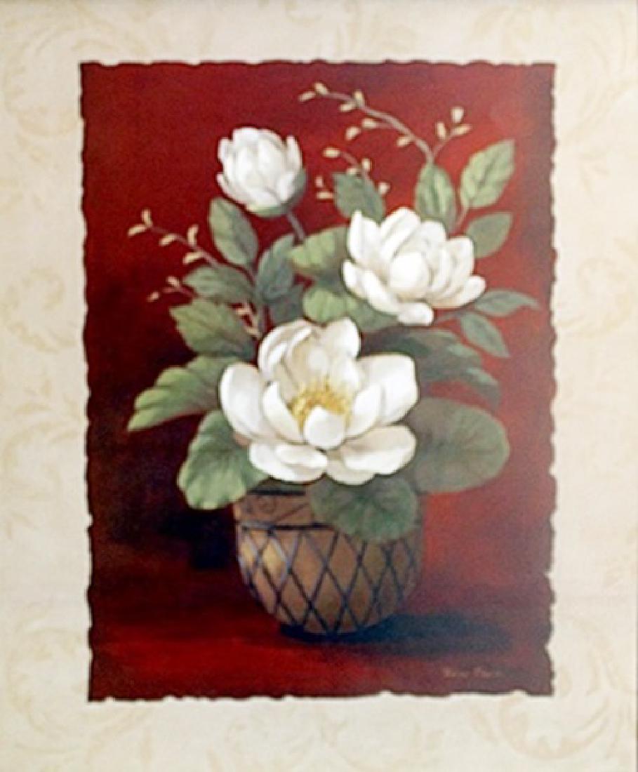 Fine Art Print "More Magnolias II" by Vivian Flasch: Authentic Fine Art Print "More Magnolias II" by Vivian Flasch, Plate Signed, Size Approx. 20 x 16 In.