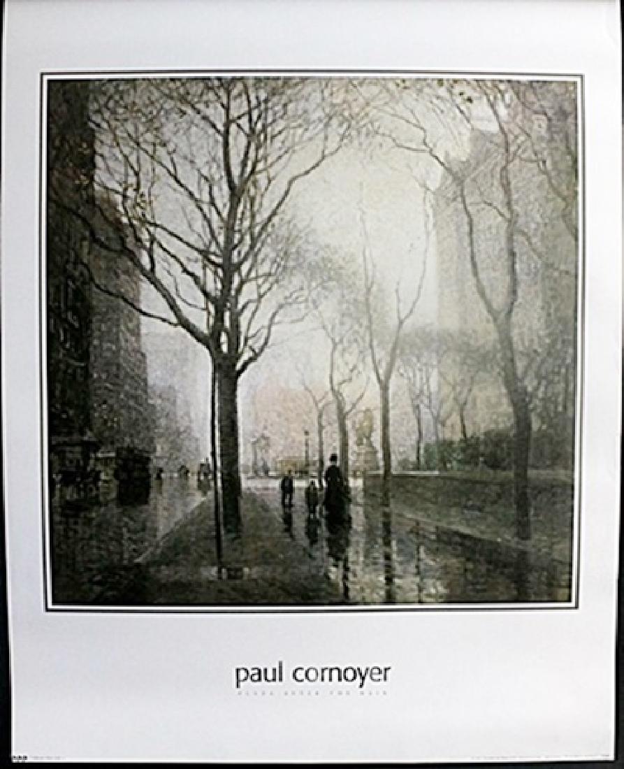 Fine Art Print "Plaza after the rain" by Paul Cornyer: Authentic Fine Art Print "Plaza after the rain" by Paul Cornyer, Size Approx. 28 x 22 In.