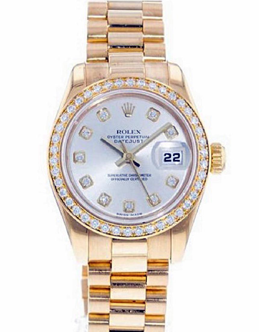 ROLEX LADIES' ROLEX DATEJUST PRESIDENT 179138: Brand: Rolex Model: Ladies' Rolex Datejust President Model Number: 179138 Gender: Women Approximate Age: 2000s Condition: Excellent Movement: Automatic Case Size: 26.00 mm Case Material: 18k Yellow Go