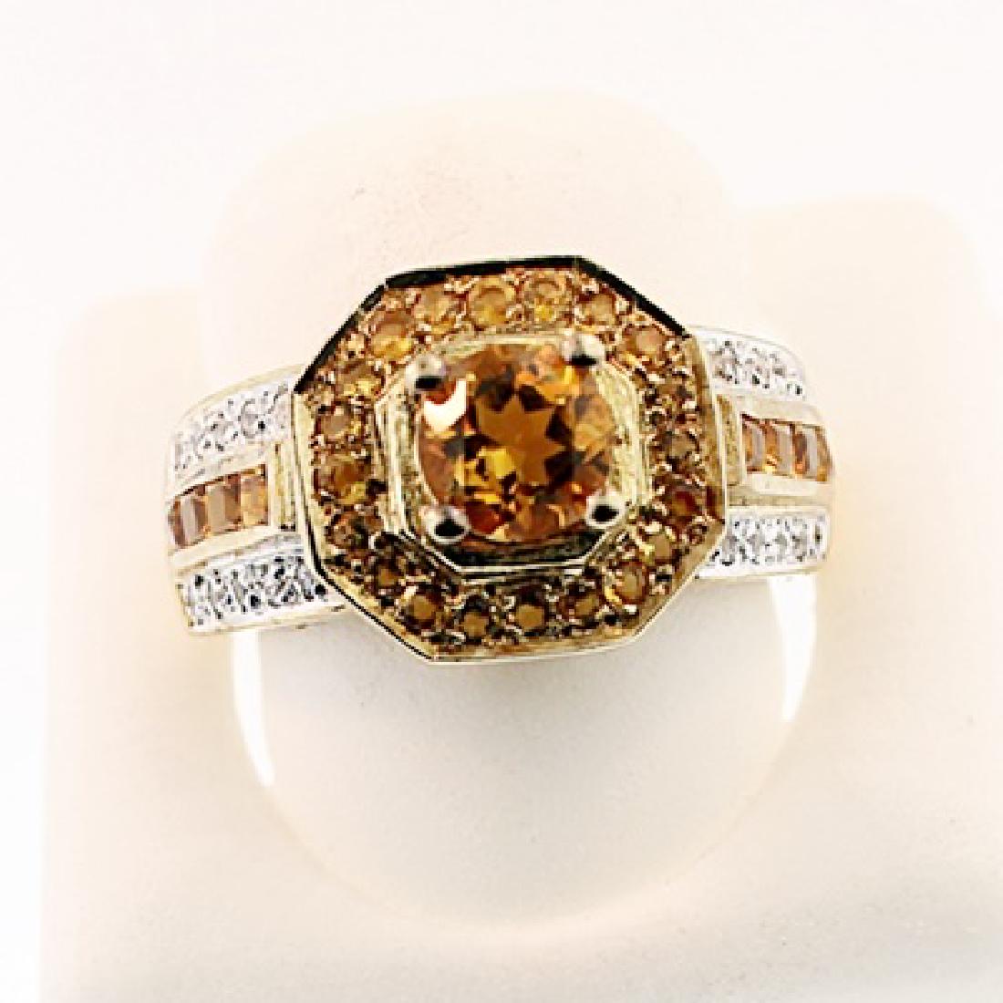 SILVER RING WITH CITRINE AND WHITE ZIRCON (1 of 1)