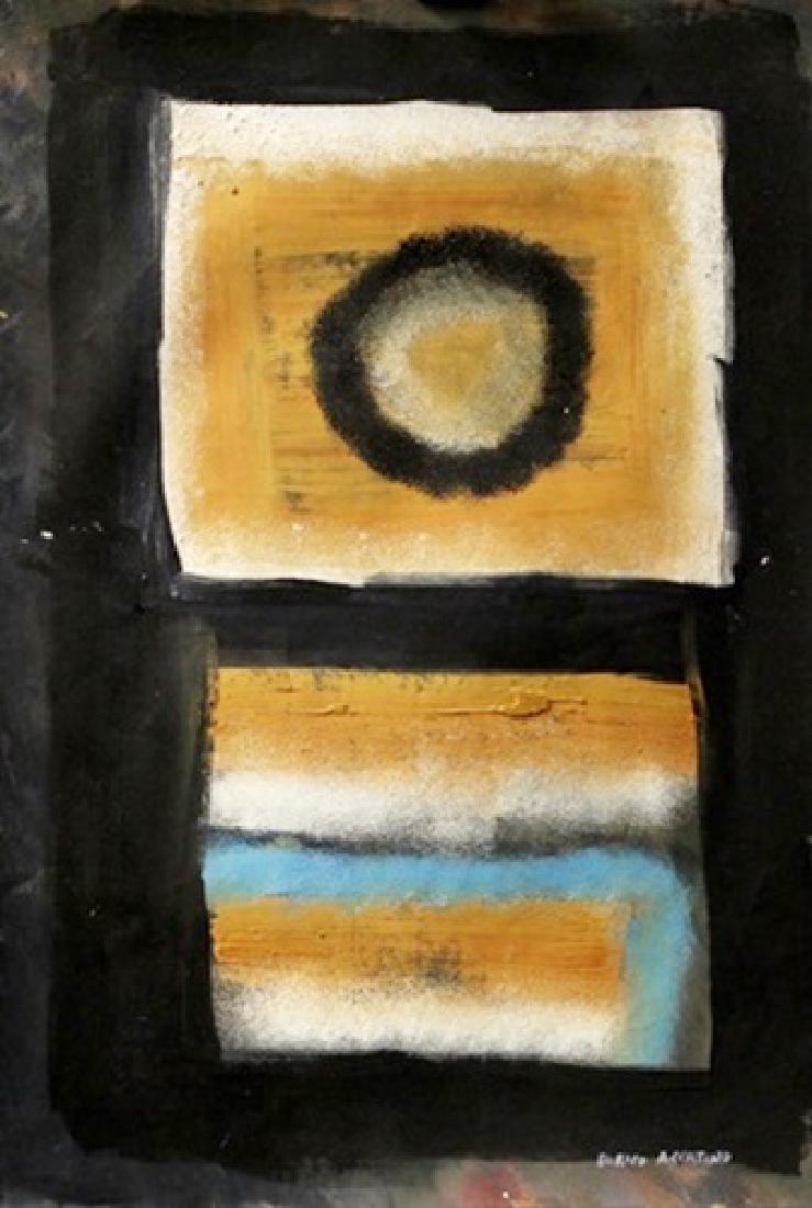 The Door - Enrico Accatino - Oil On Paper: Oil on paper by Enrico Accatino, approx. 19x13 in. Enrico Accatino was an Italian abstract painter, sculptor, designer, and advocate of a new Italian culture tied to textiles.