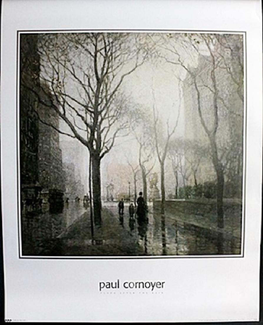 Fine Art Print "Plaza after the rain" by Paul Cornyer: Authentic Fine Art Print "Plaza after the rain" by Paul Cornyer, Size Approx. 28 x 22 In.