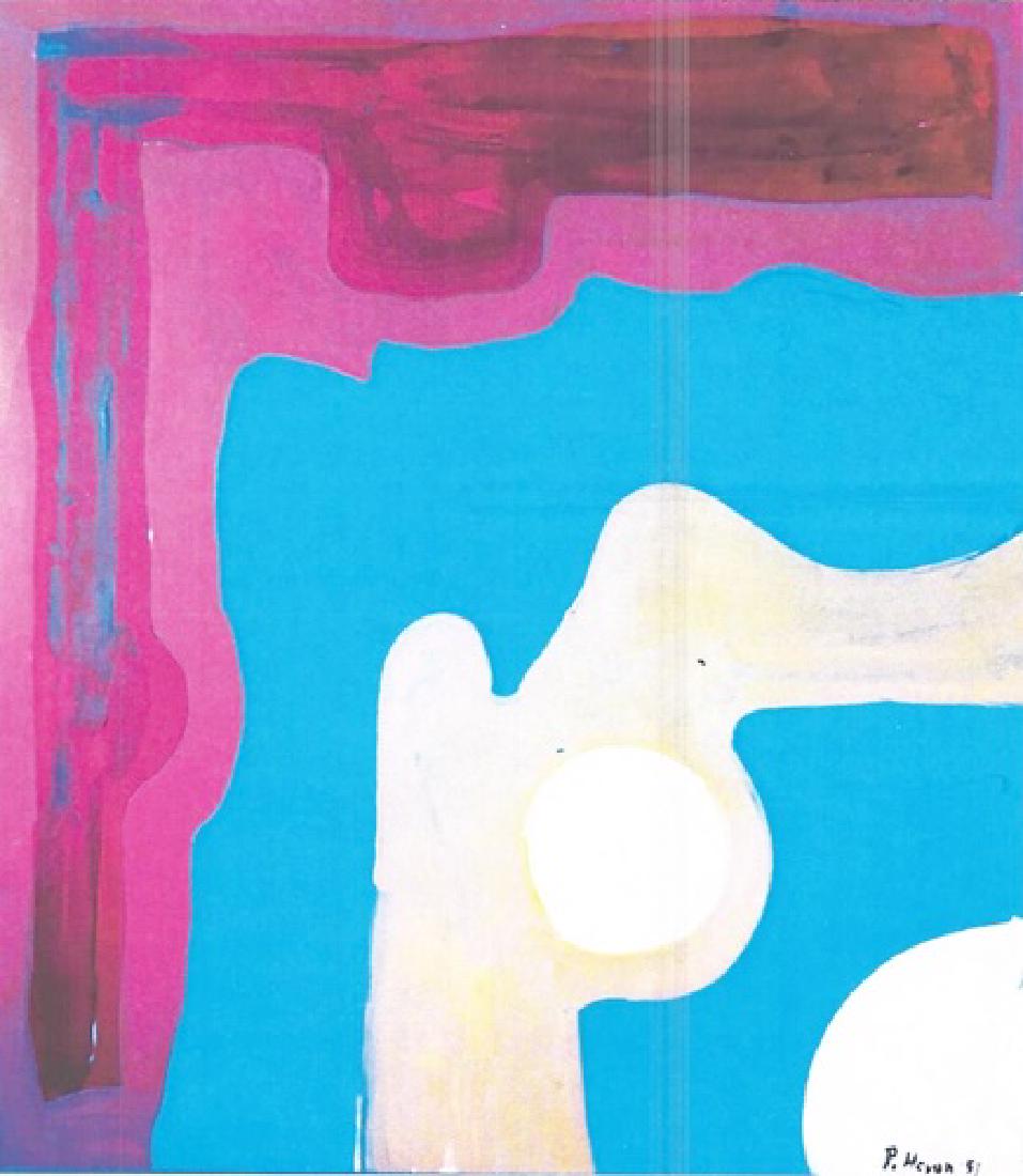 Composition - Patrick Heron - Oil On Paper: Oil on paper, Patrick Heron approx. 16x13 in. Patrick Heron CBE was a British abstract and figurative artist, writer, and polemicist, who lived in Zennor, Cornwall.