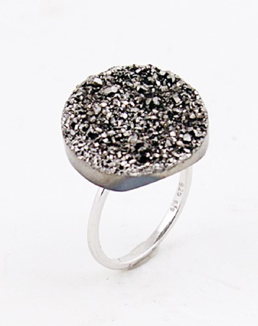 SILVER RING WITH DRUSY