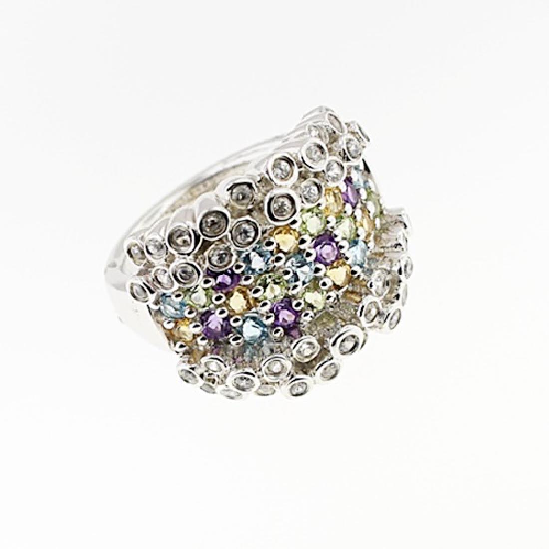 SILVER RING WITH MULTI GEMS