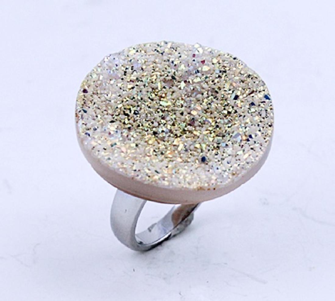 SILVER RING WITH DRUSY