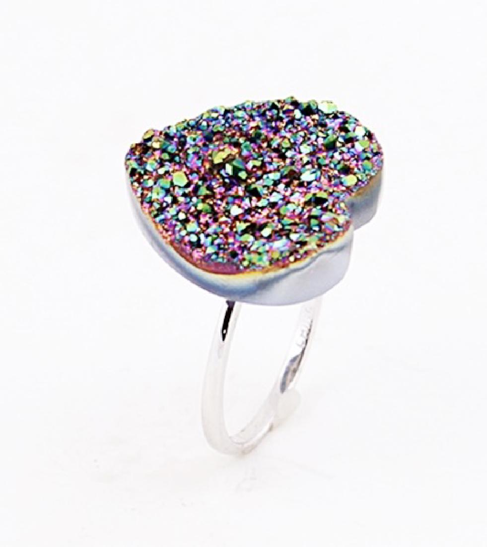 SILVER RING WITH DRUSY