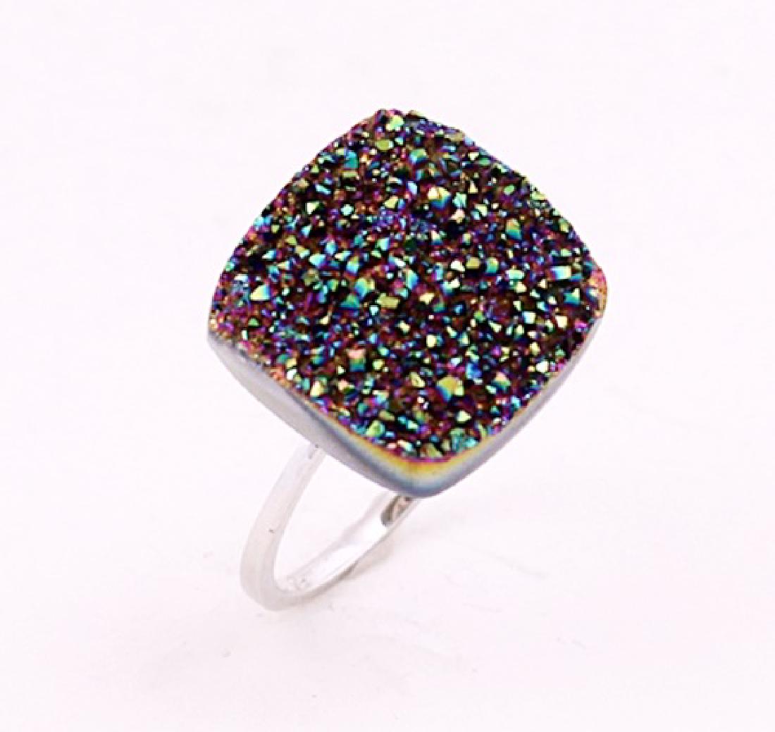 SILVER RING WITH DRUSY