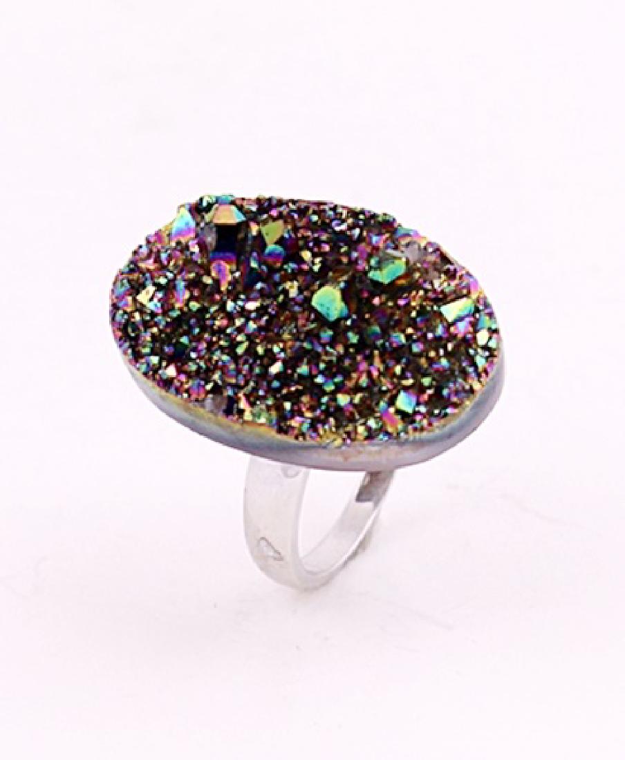 SILVER RING WITH DRUSY