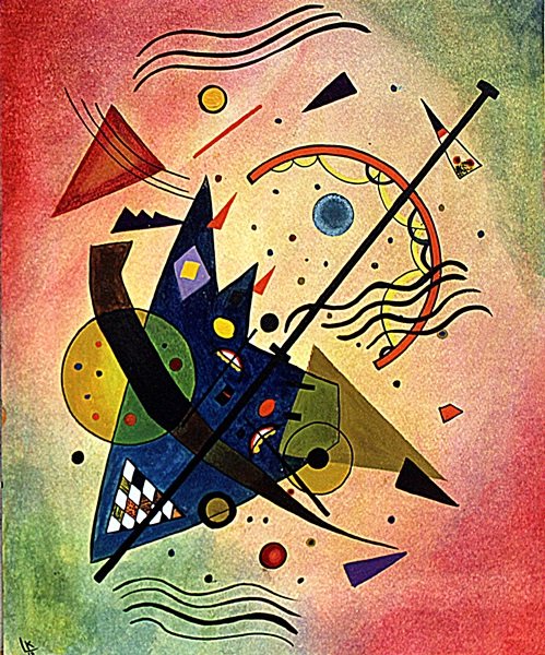 Wassily Kandinsky - Composition 1910 Oil: Oil on paper after Wassily Kandinsky "Composition", circa 1910, private collection, unframed dimensions apprx 15x12.