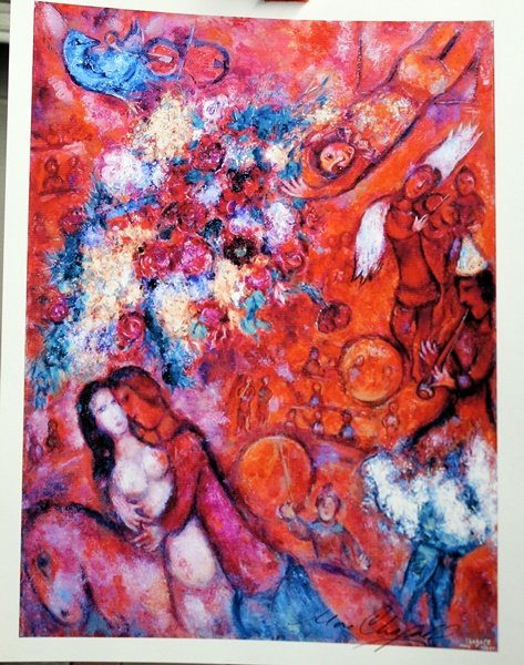 Signed Marc Chagall Lithograph: Lithograph after Marc Chagall bearing the signature. Approx size 11x13.