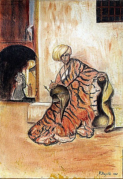 Frederic Bazille - Portrait of Homar 1868 Pastel: Pastel on paper after Frederic Bazille "Portrait of Homar", circa 1868, private collection, unframed dimensions approx 20x14.