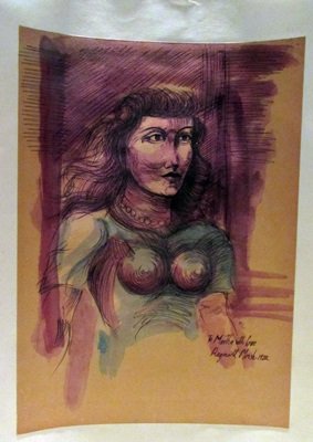 Reginald Marsh - To Martha with Love Watercolor: Watercolor on paper after Reginald Marsh "To Martha with Love" bearing the signature, private collection, unframed dimensions approx 8x12.