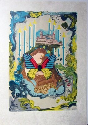 Hand Signed Limited Edition Salvador Dali: Lithograph bears a pencil signature of Salvador Dali in a limited edition, bears the certified stamp of Bruce Hochman on the verso. Unframed dimensions approx 21x19. AR-1.