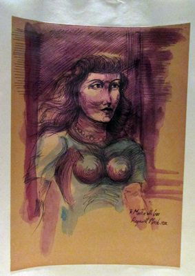 Reginald Marsh - To Martha with Love Watercolor: Watercolor on paper after Reginald Marsh "To Martha with Love" bearing the signature, private collection, unframed dimensions approx 8x12.