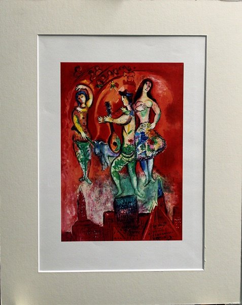 Signed Marc Chagall Lithograph: Lithograph after Marc Chagall bearing the signature. Approx size 11x13.
