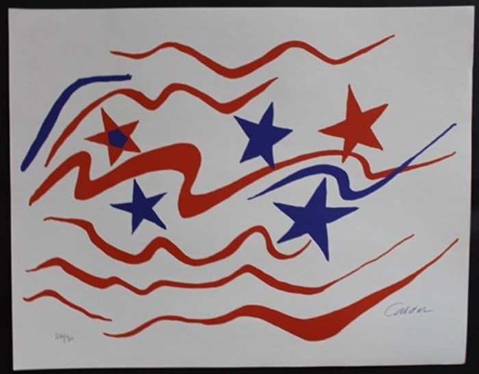 "Flying Colors 76" By Alexander Calder: Authentic Limited Edition Authentic Lithograph bears the signature Approximately 11" x 14" In.