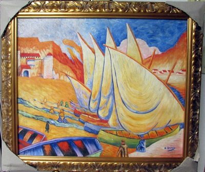 Andre Derain Oil on Canvas: Oil on canvas, bears the signature ,in the manner of A. Derain, beautifully museum framed, dimensions approx 60x50cm. AR-1.
