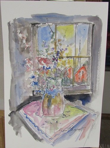 Signed Marc Chagall Watercolor: in the manner of Marc Chagall watercolor, bears signature, unframed dimensions approximately 9x12.