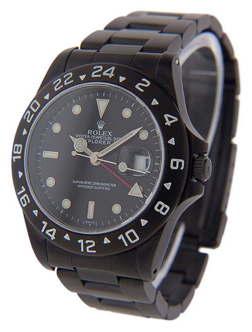 Men's Custom Explorer II PVD/DLC Rolex: Product Specifications Manufacturer Rolex Model Name Explorer II Model Number 16570 Gender Men's Condition Pre-Owned, Excellent Condition, Polished and Overhauled (Full Serviced) Case Stainless Steel,