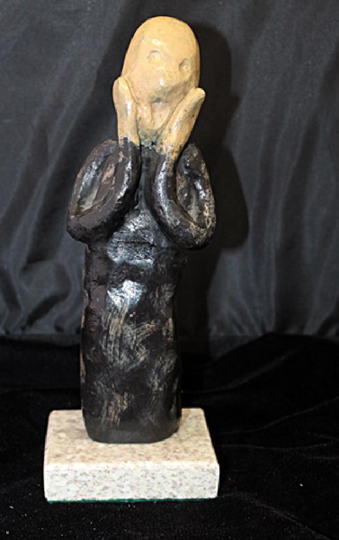 Signed Limited Edition Bronze Munch: Old recast patina bronze sculpture Edvard Munch, bearing a signature in a limited edition. Dimensions approx 13 x 7 x 5.