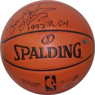 Larry Johnson Signed Indoor/Outdoor NBA Spalding: Larry Johnson was selected first overall in the 1991 NBA Draft by the Charlotte Hornets, and won the NBA Rookie of the Year Award in his first season. He also competed in the 1992 Slam Dunk Contest at