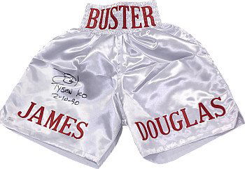 James "Buster" Douglas Signed White Satin Boxing Trunks (1 of 1)